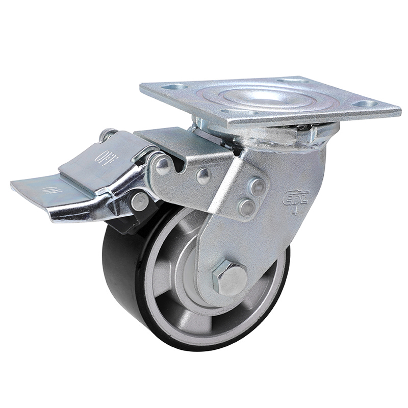 EDL Anti-electrostatic Heavy 4'' 400kg Plate Iron Dual Brake TPU Caster73124L-A734-86A