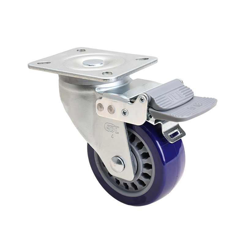 EDL Medium 4" 250kg Plate Brake TPU Caster 66124H-664-86