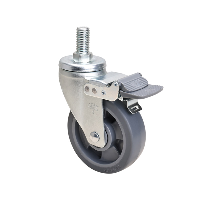 EDL Medium 5" 200kg Threaded Brake TPE Caster 66145H-665-56