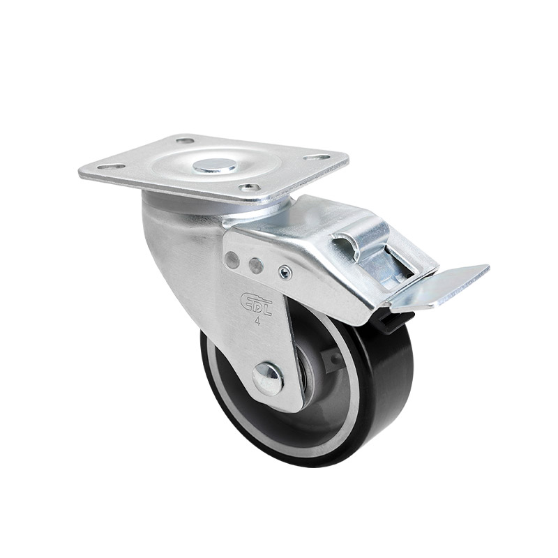 EDL Anti-electrostatic Medium 4" 300kg Plate Iron Dual Brake TPU Caster 66124L-A674-86A