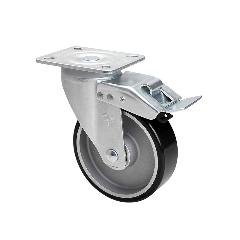 EDL Anti-electrostatic Medium 5" 300kg Plate Iron Dual Brake TPU Caster 66125L-A675-86A