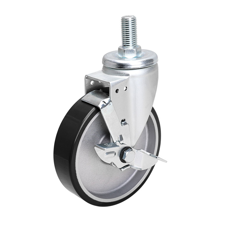 EDL Anti-electrostatic Medium 6" 300kg Threaded Side Wheel Brake TPU Caster 66146C-A676-86A/C